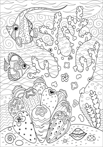 Butterflyfish Enjoying Coral Reef Coloring Page